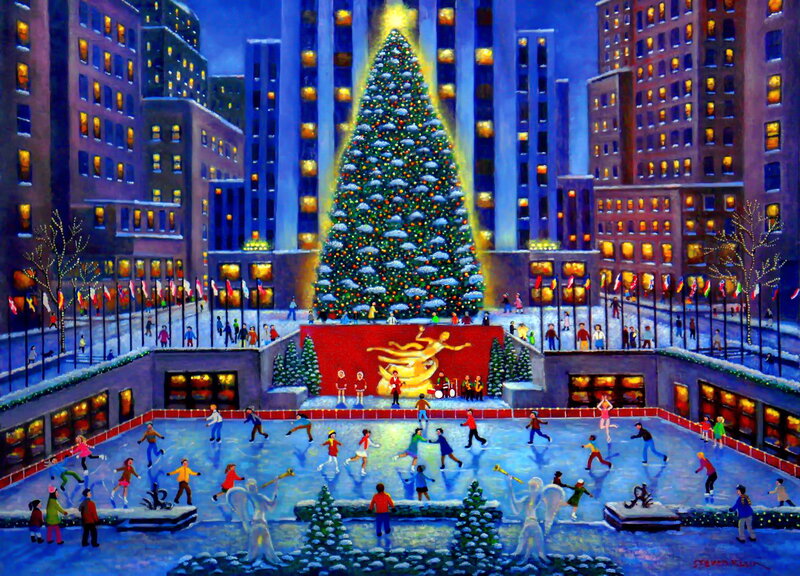 Ice Skaters at Night
