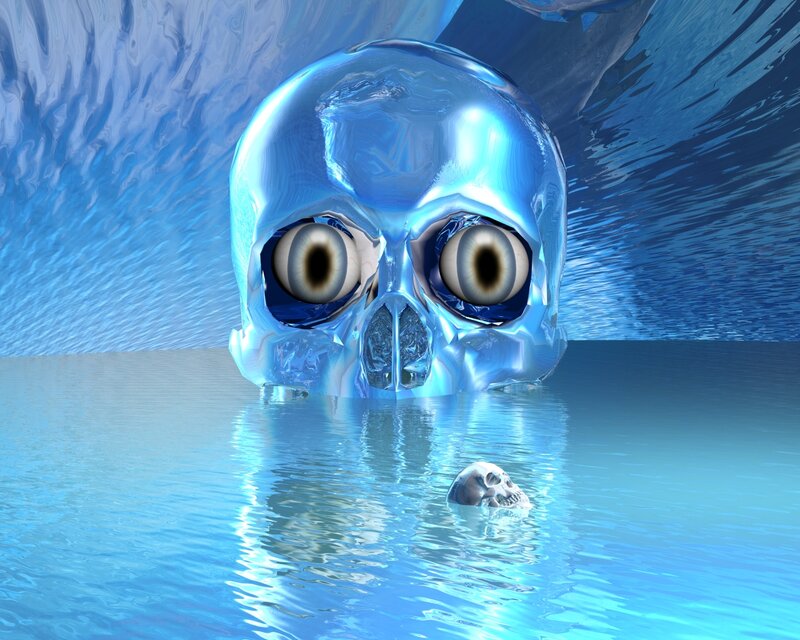 Ice Skull in Water