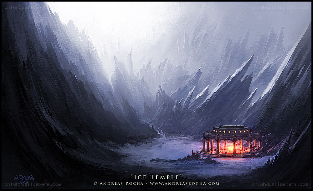 Ice Temple in a Frozen Valley
