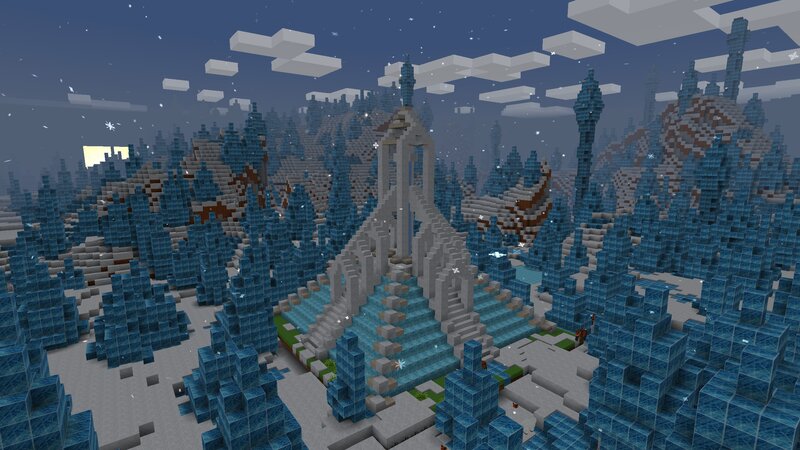 Ice Temple in Snowy Forest