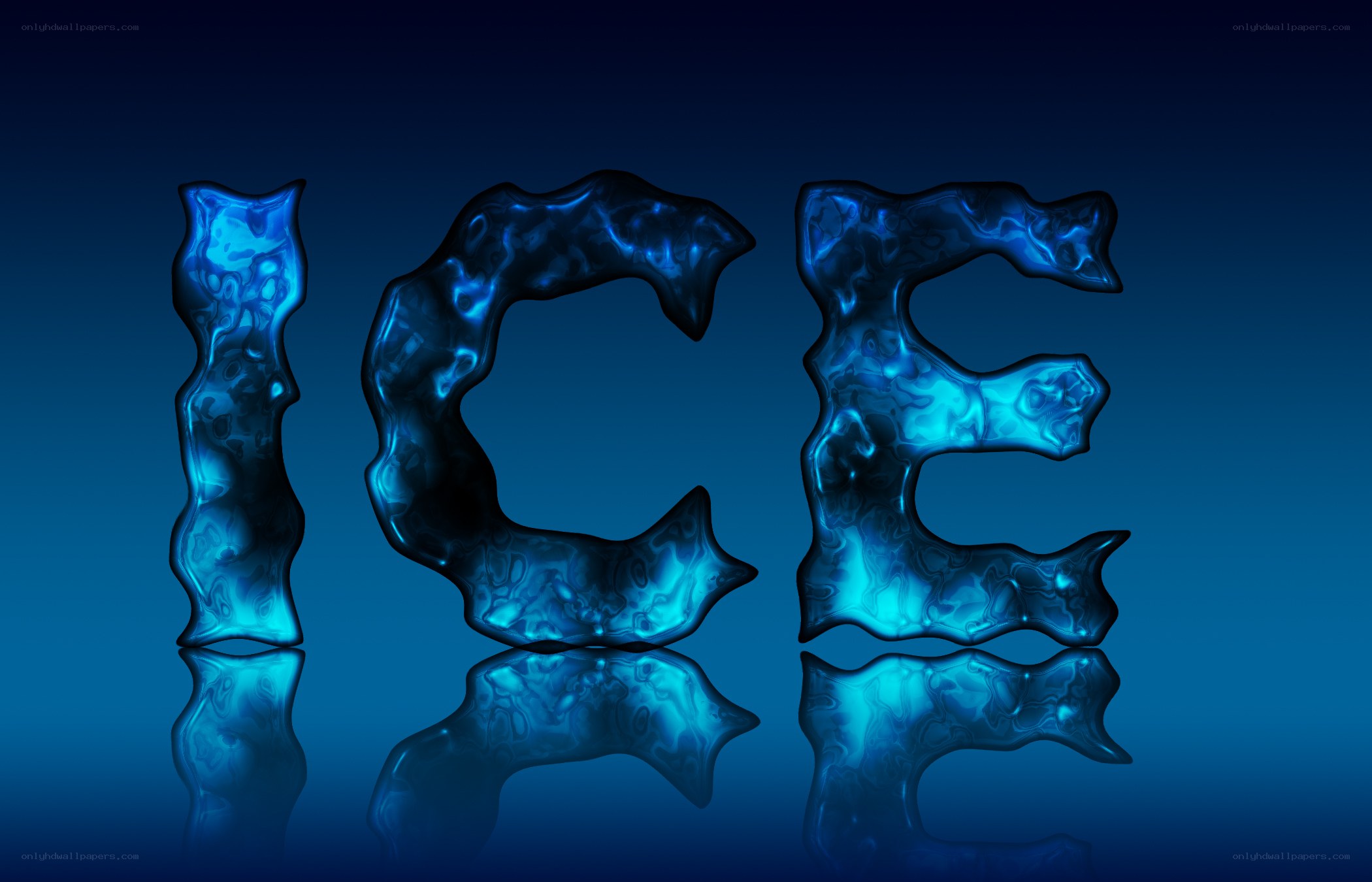 ice text in blue liquid style