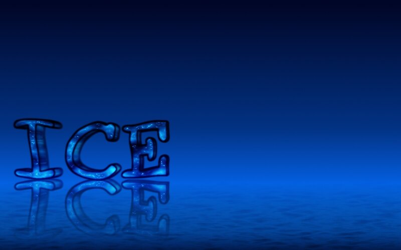 Ice Text on Blue Surface