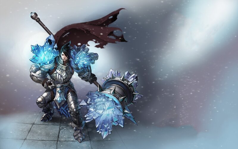 ice-themed warrior in armor