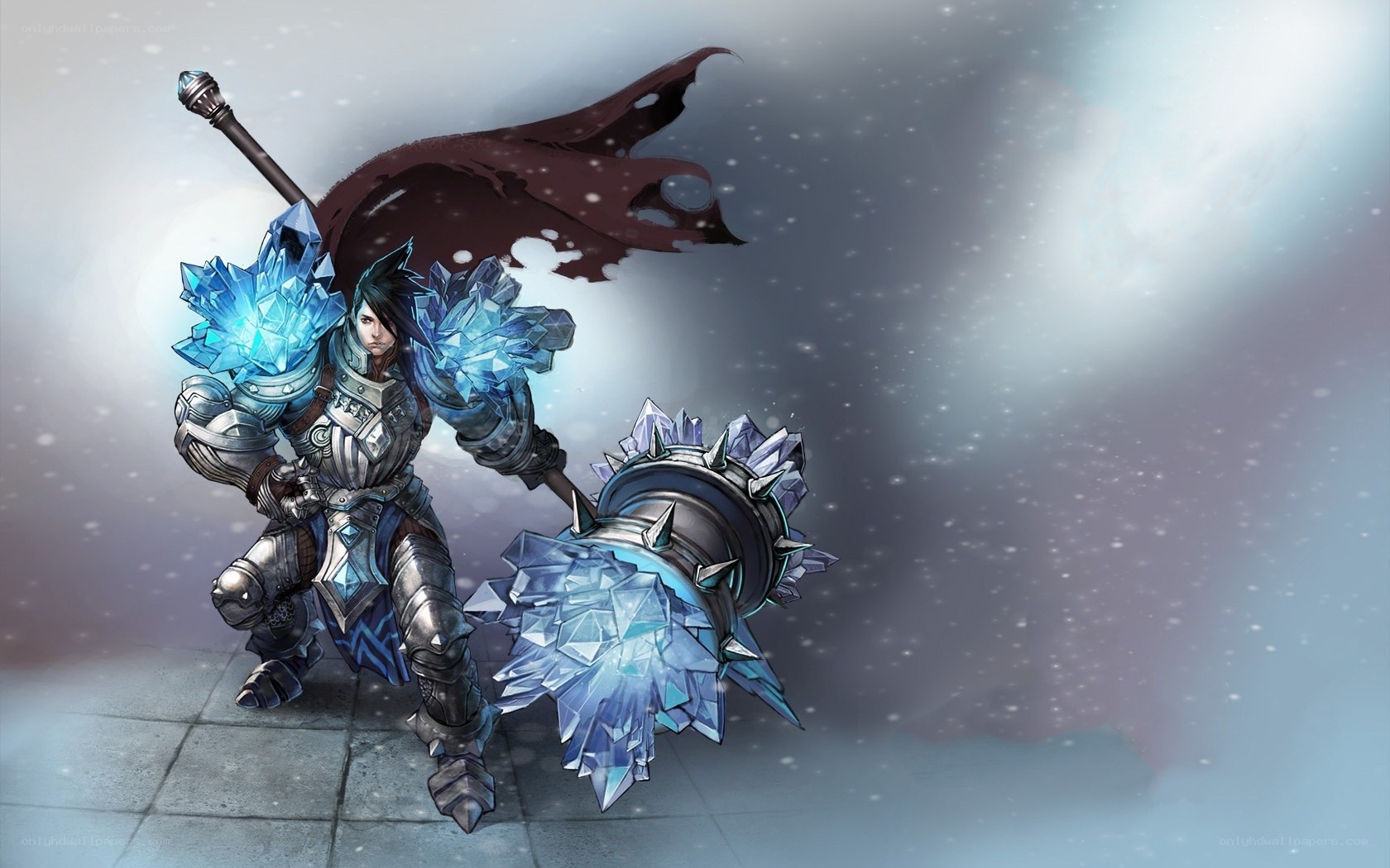 ice-themed warrior in armor