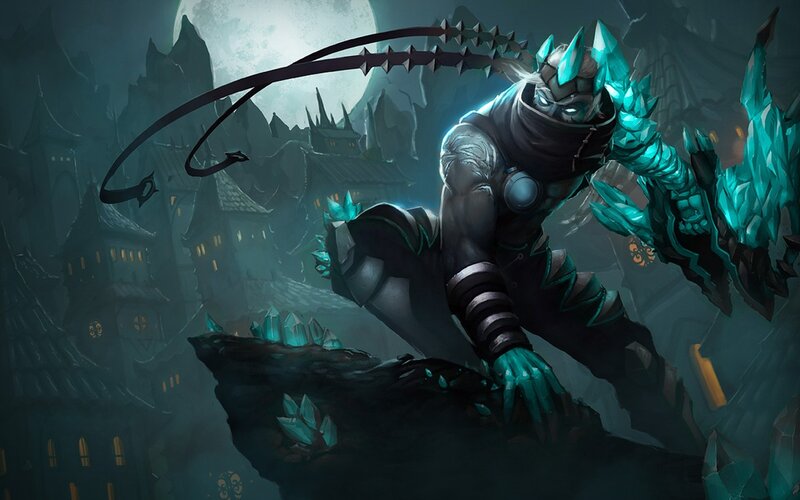 ice-themed warrior in moonlit city