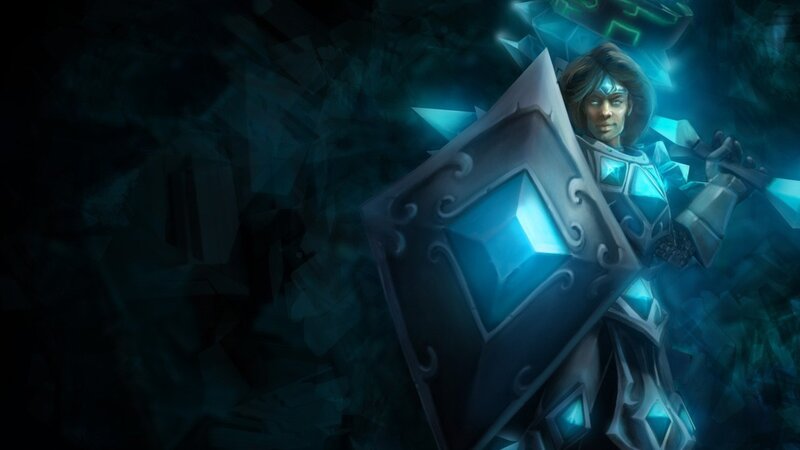 ice-themed warrior with shield