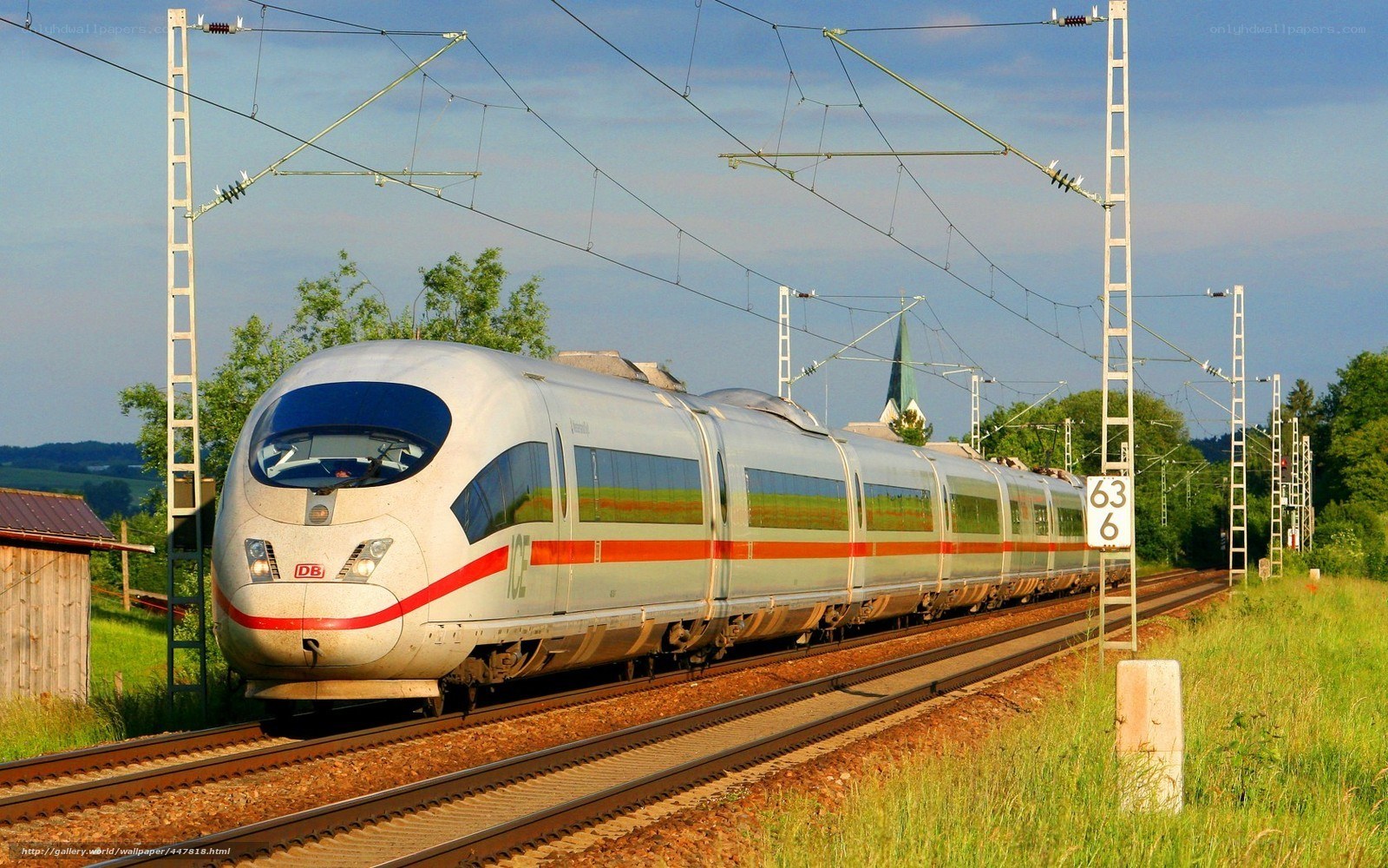 ICE train in rural landscape