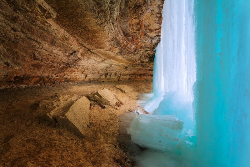 Ice Waterfall in Cave