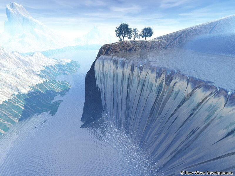 Ice Waterfall Landscape — Blue