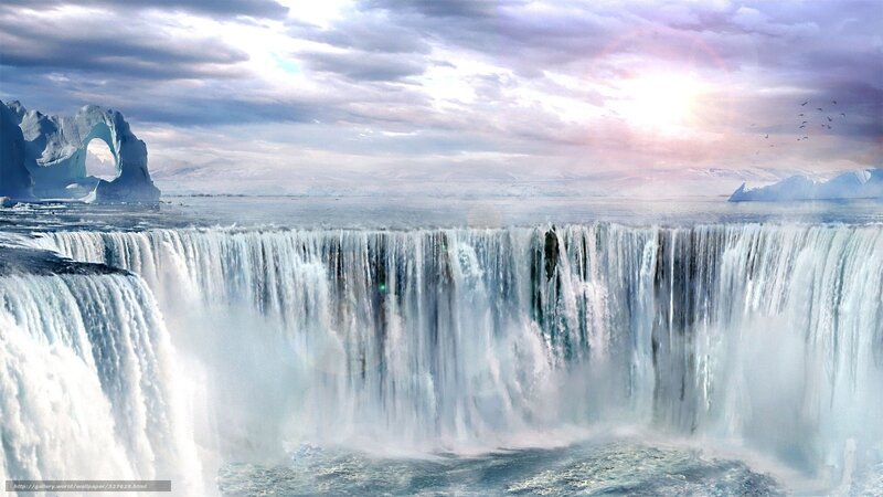 Ice Waterfall Landscape — White