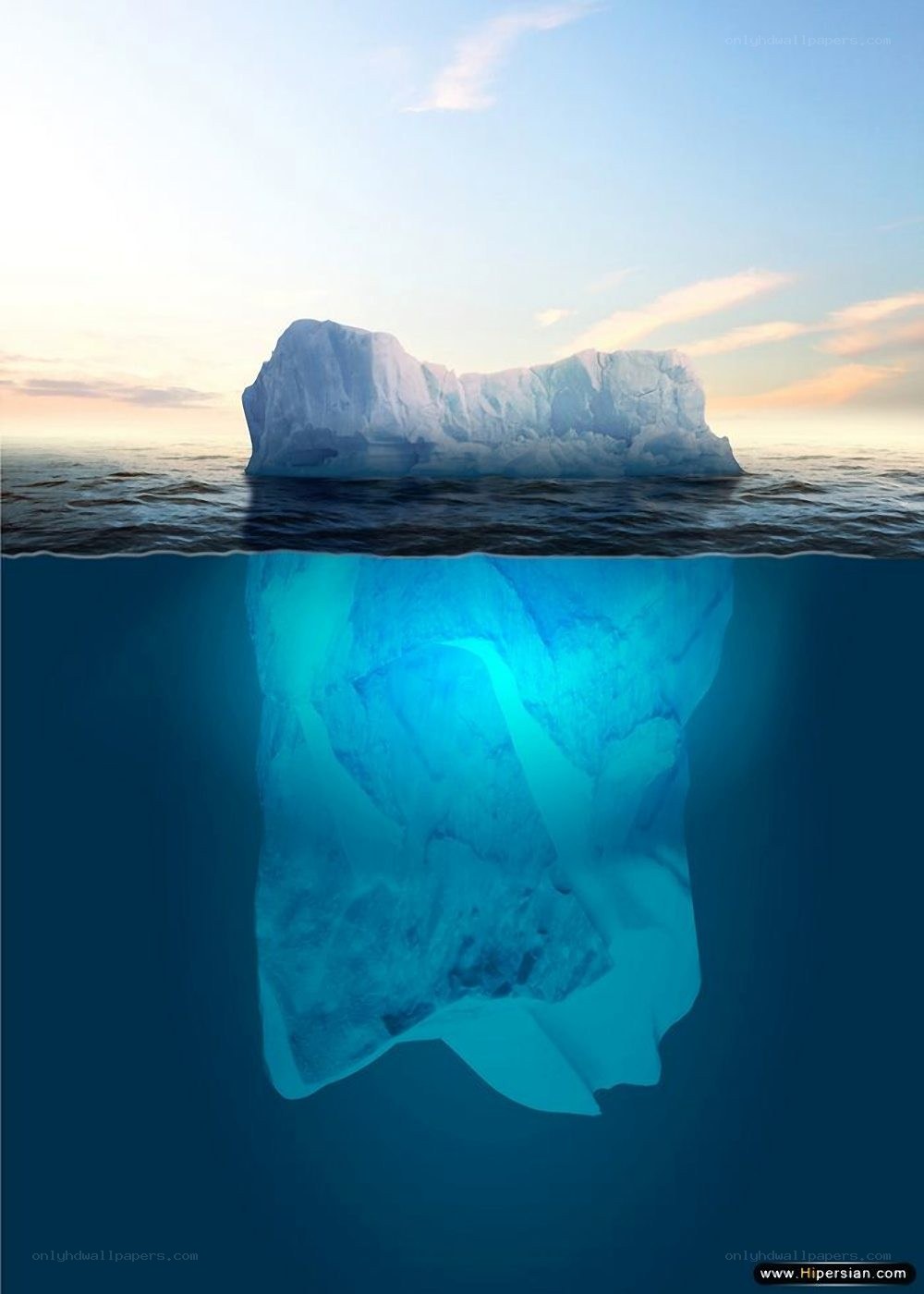Iceberg above and below water