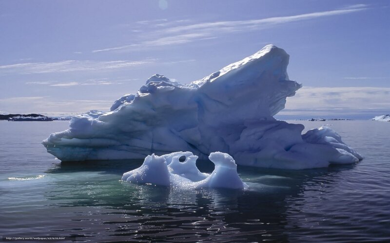 Iceberg Floating in Water — Blue, Serene