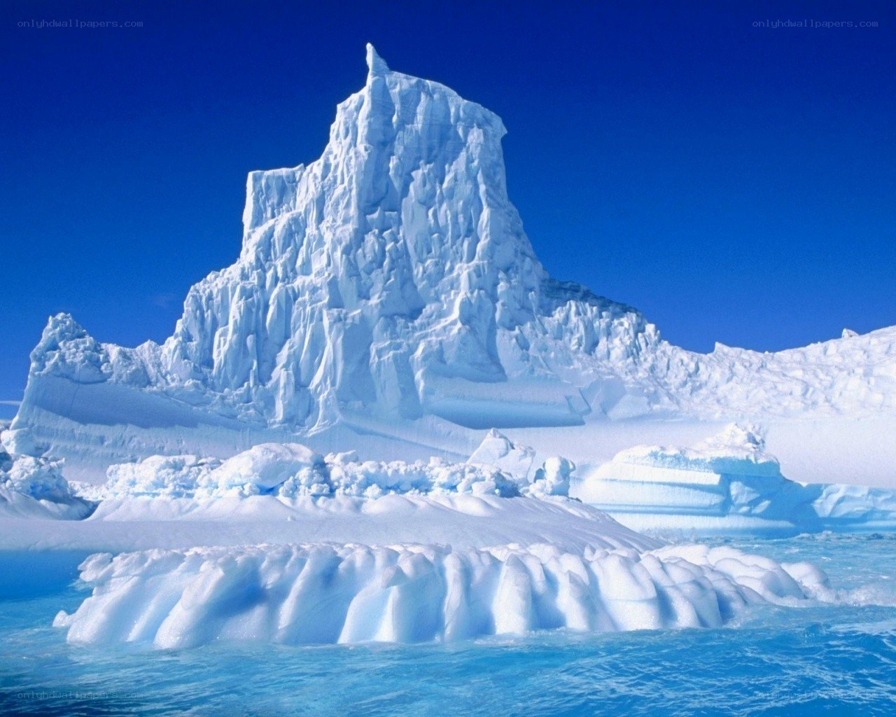 Iceberg in blue water