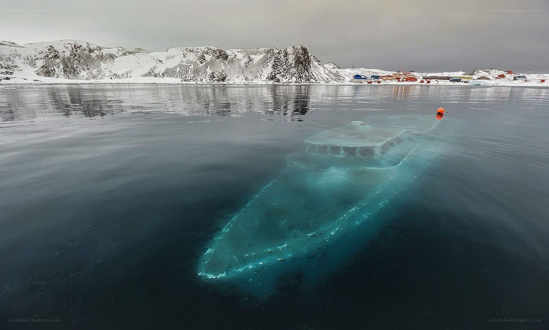 iceberg in calm water