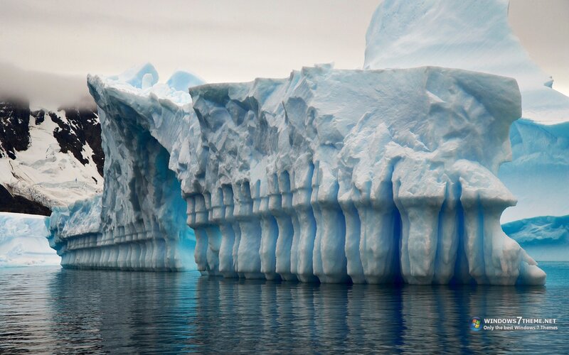 Iceberg in Calm Water — Blue, Serene, Photograph, Mountain
