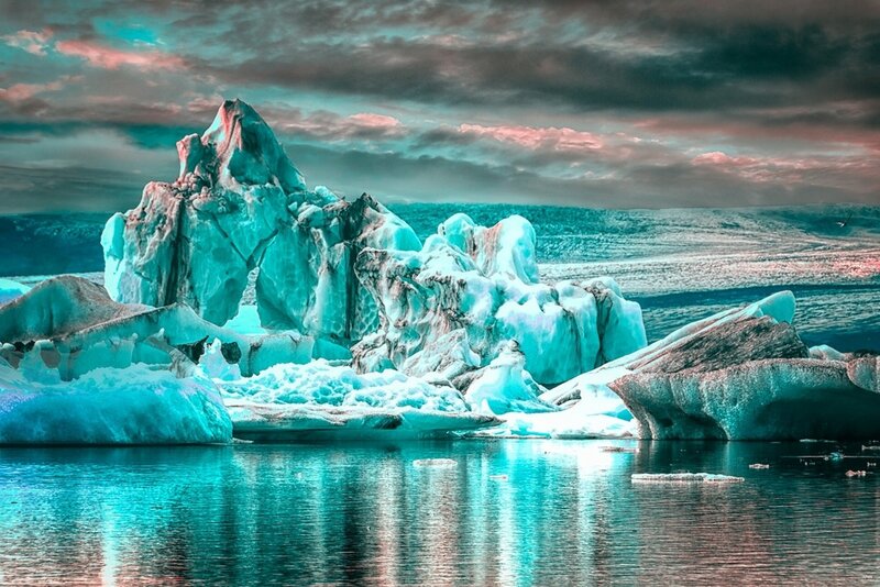 Iceberg in Calm Water — Cyan