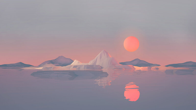 Iceberg in Calm Water — Pink
