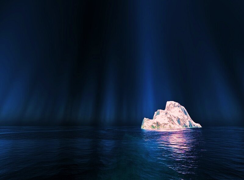 Iceberg in dark ocean