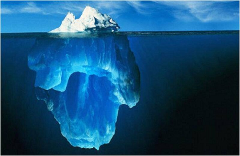 Iceberg in Ocean — Blue, Dramatic, Afternoon