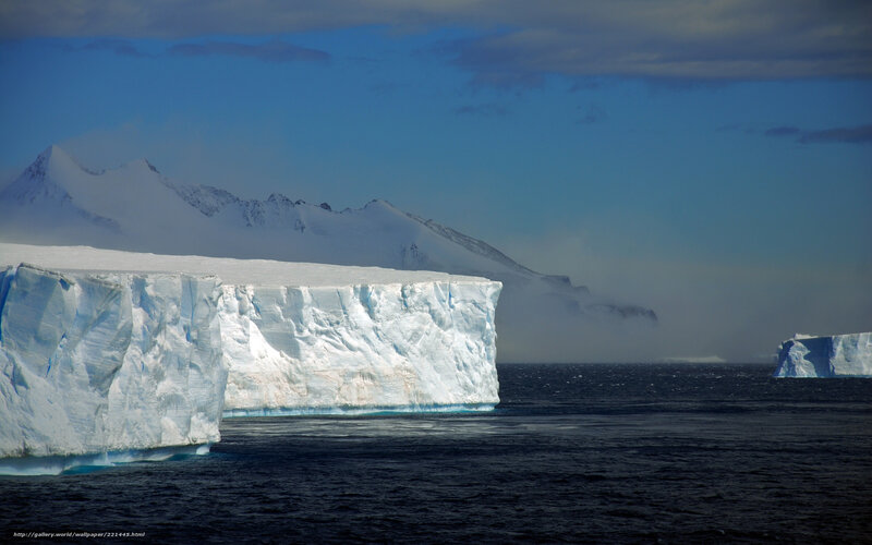 Iceberg in Ocean — Blue, Dramatic, Photograph, Mountains, Sea