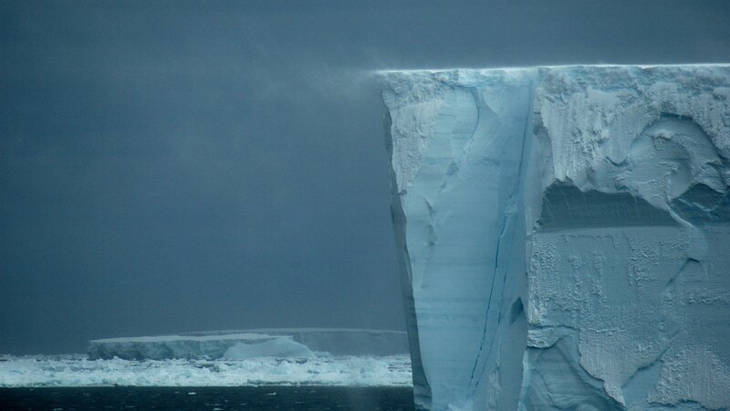 Iceberg in Ocean — Blue, Dramatic, Photograph, Sky, Ice
