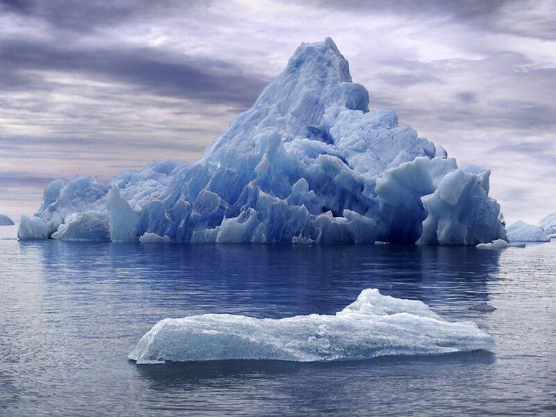 Iceberg in Ocean — Blue, Serene, Photograph