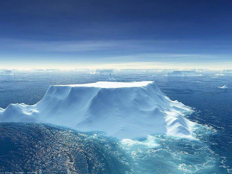 Iceberg in Ocean — Blue, Serene