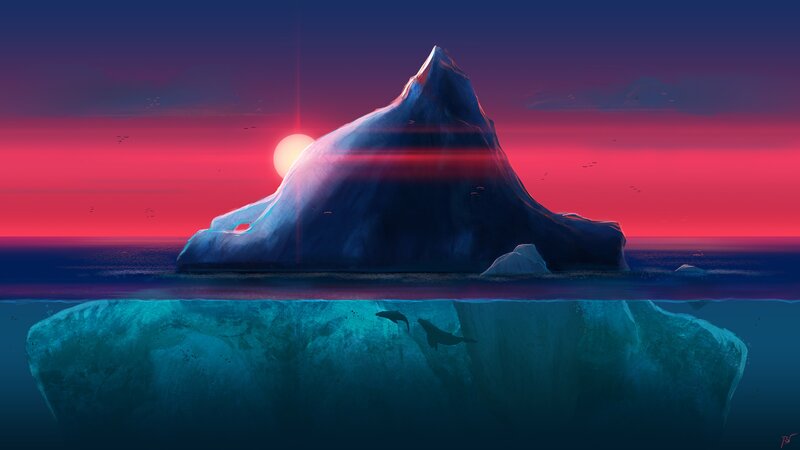 Iceberg in Ocean — Red