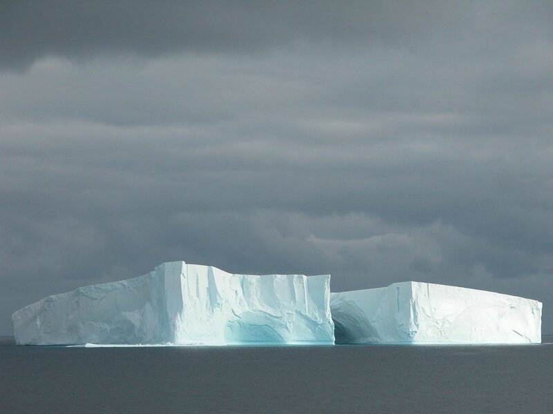 Iceberg in Ocean — White, Dramatic, Photograph, Clouds