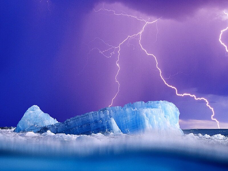 Iceberg in Storm — Blue, Dramatic