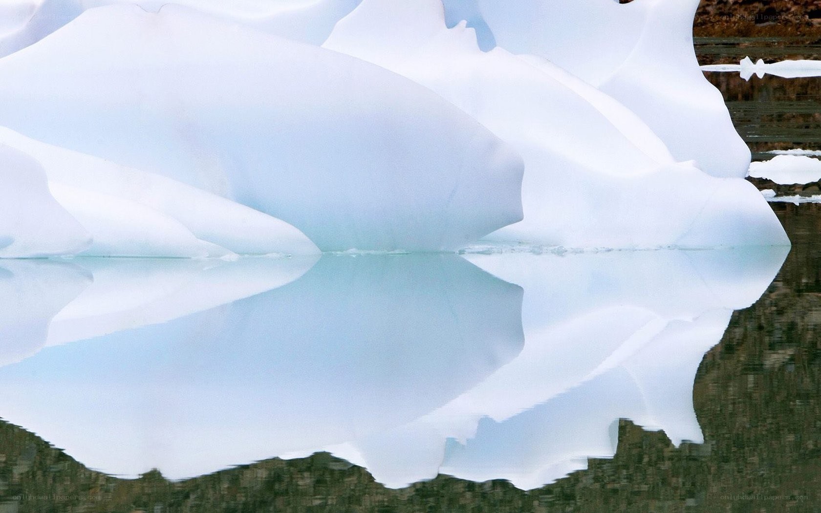 Iceberg reflection in calm water
