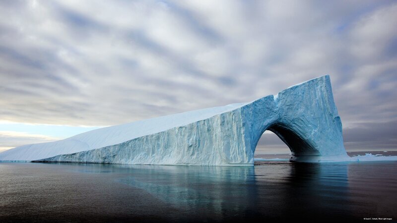 Iceberg with Arch — Blue, Dramatic, Morning