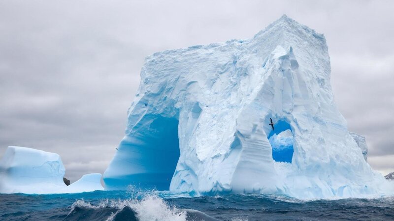 Iceberg with Arch — Blue, Dramatic, Photograph