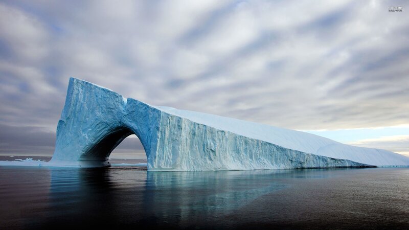 Iceberg with Arch — Blue, Serene, Photograph, Sea