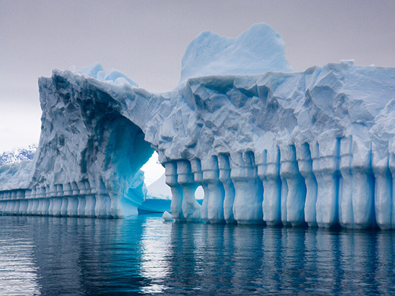 Iceberg with Arch — Blue, Serene, Photograph