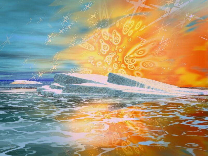 iceberg with cosmic explosion
