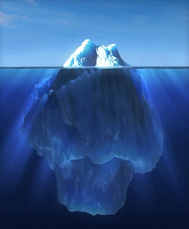 iceberg with hidden underwater mass