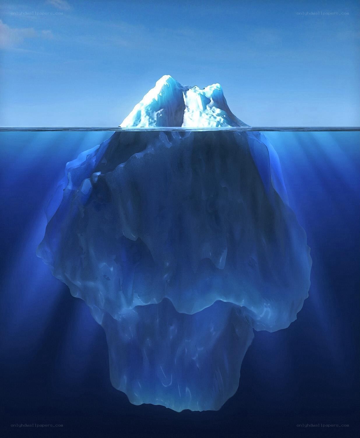 iceberg with hidden underwater mass