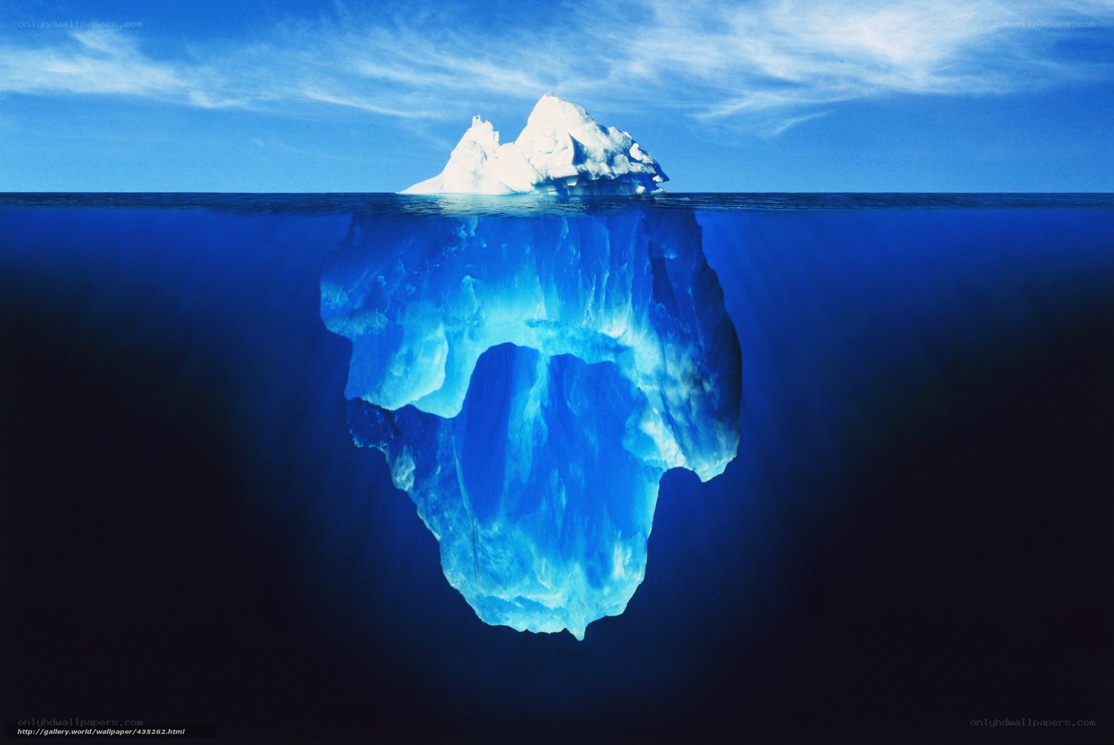 Iceberg with hidden underwater portion
