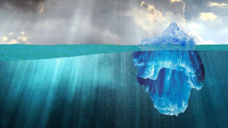 Iceberg with hidden underwater portion