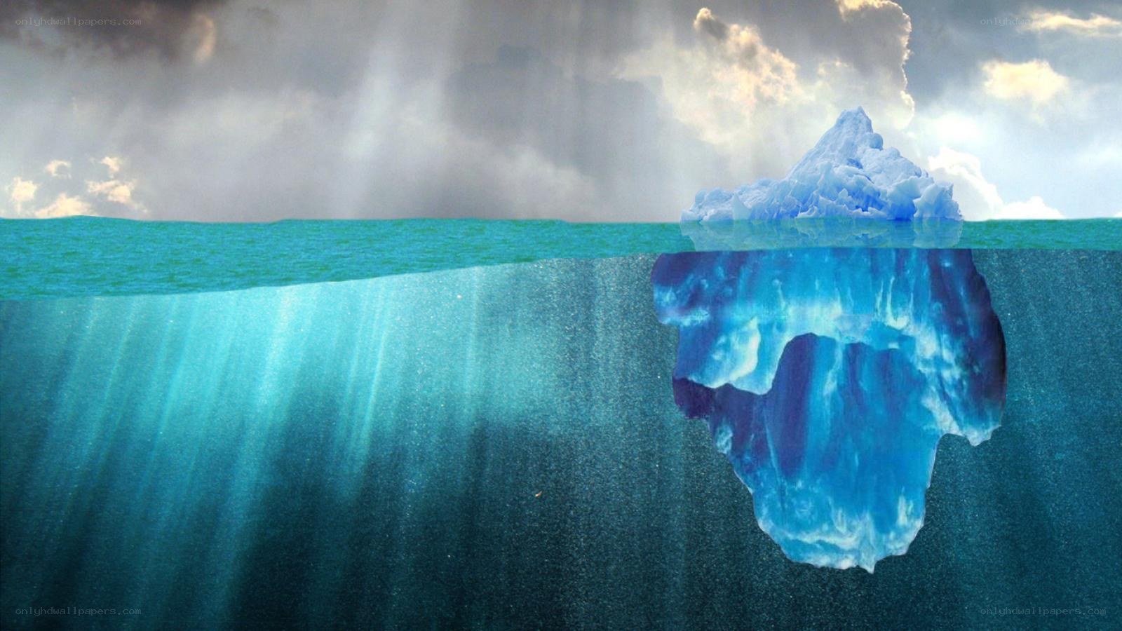 Iceberg with hidden underwater portion