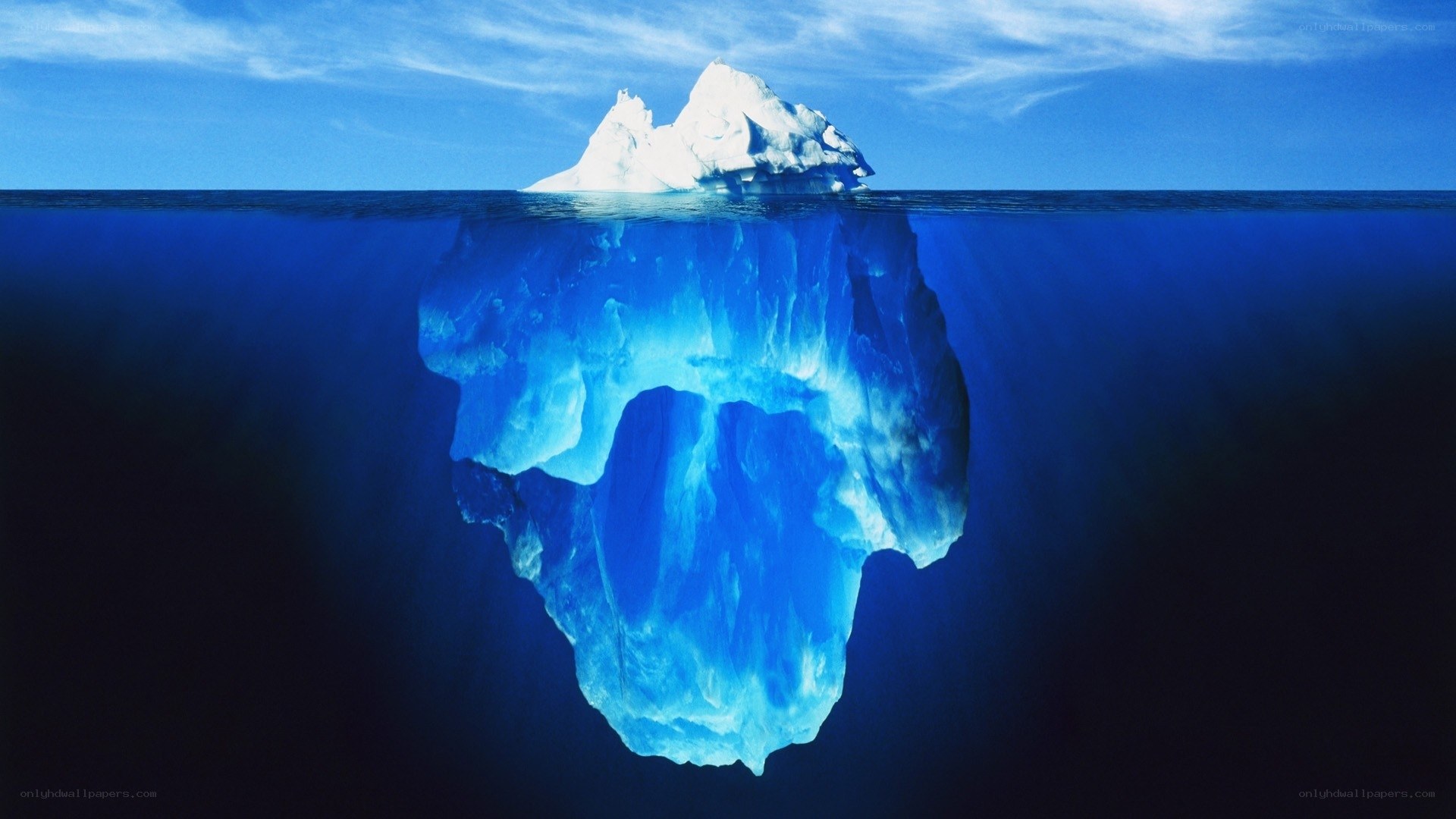 Iceberg with hidden underwater portion