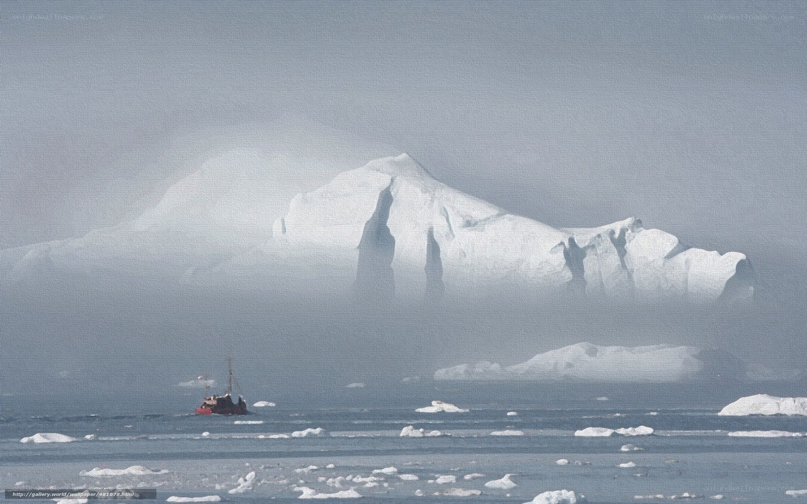 Iceberg with research vessel