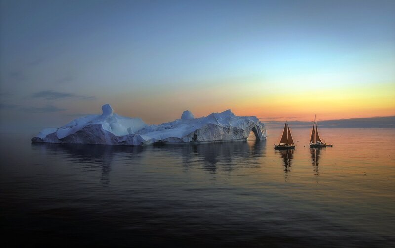 Iceberg with Sailboats