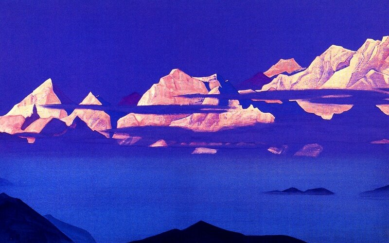 Icebergs at dusk