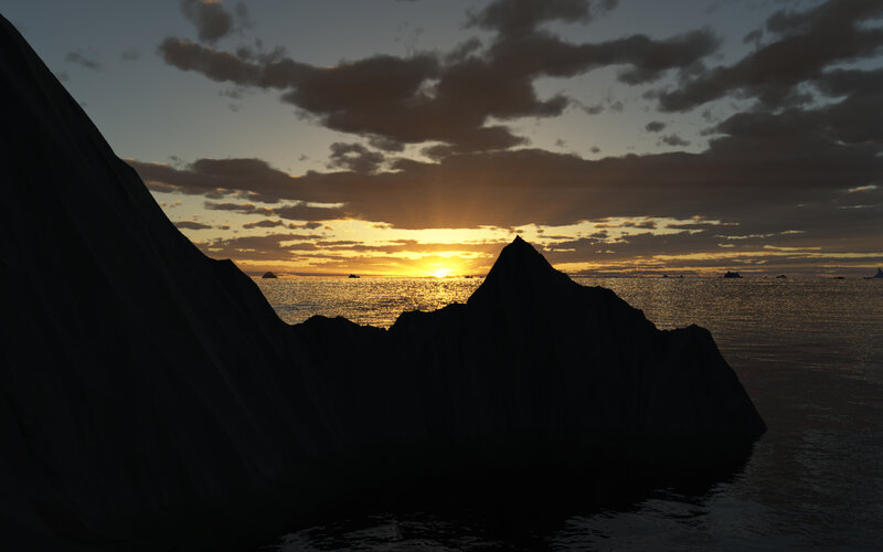 Icebergs at Sunset — Black