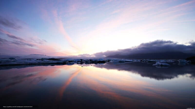 Icebergs at sunset