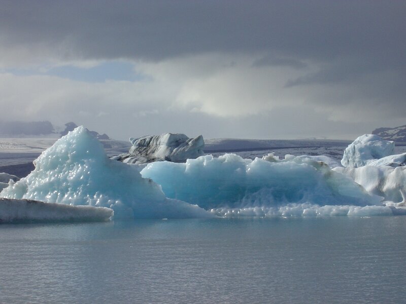 icebergs floating in a glacial lagoon