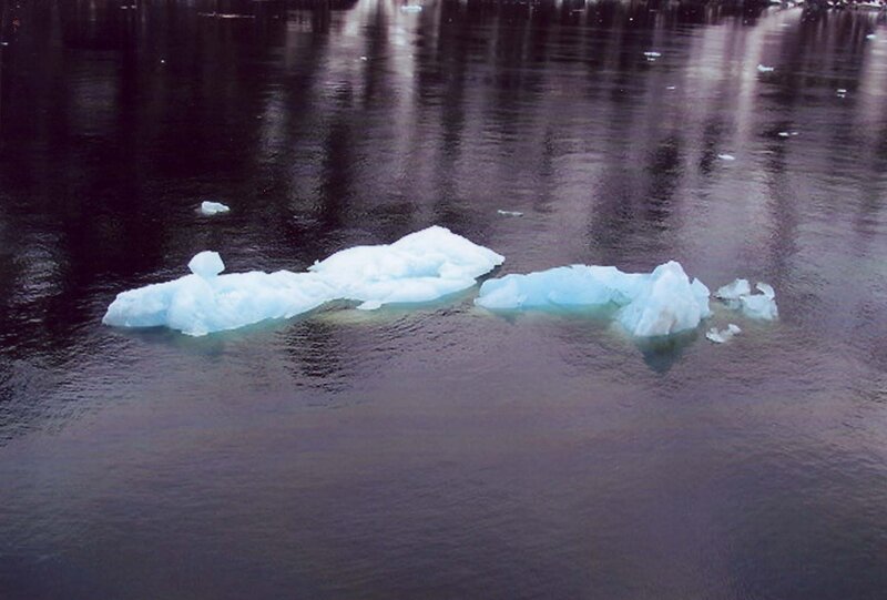 Icebergs Floating in Water — Blue, Calm
