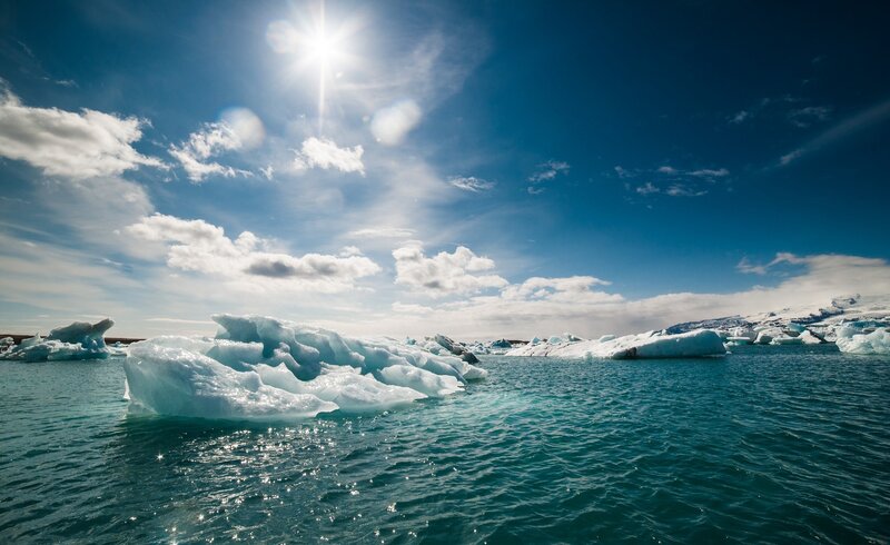 Icebergs Floating in Water — Blue, Serene, Afternoon